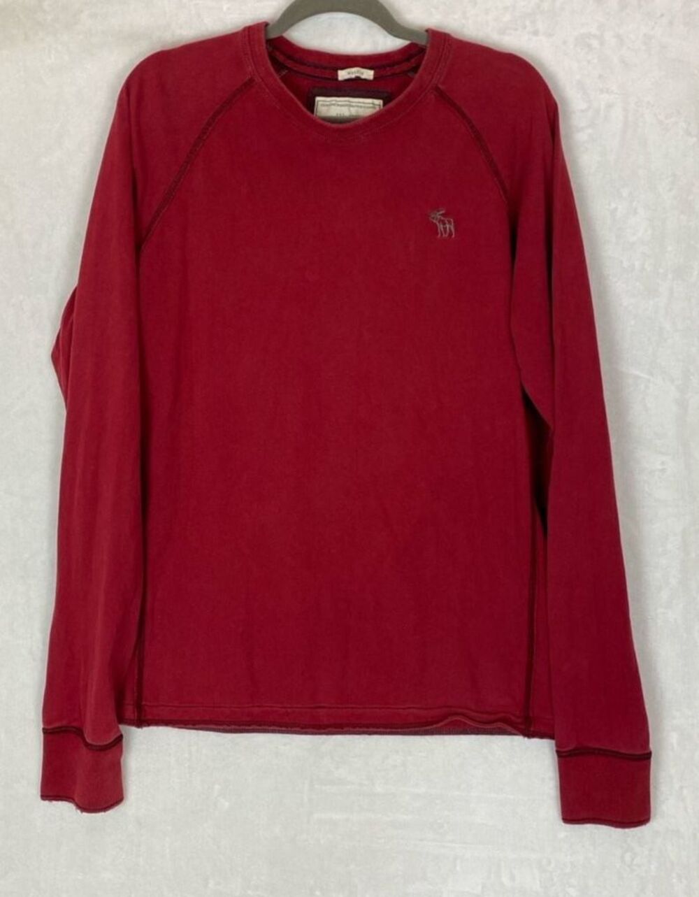 Abercrombie & Fitch Muscle Fit Long Sleeve Raglan Crewneck Shirt Red XL Y2K